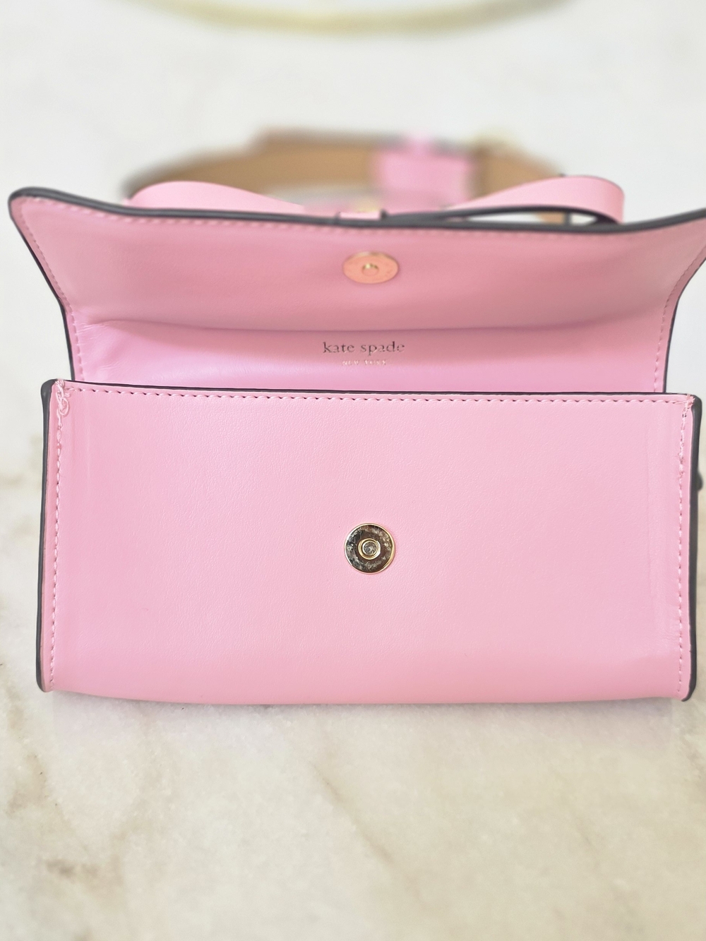 Kate Spade New York Pink Bow Belt Bag Adjustable Genuine Leather - Picture 8 of 14